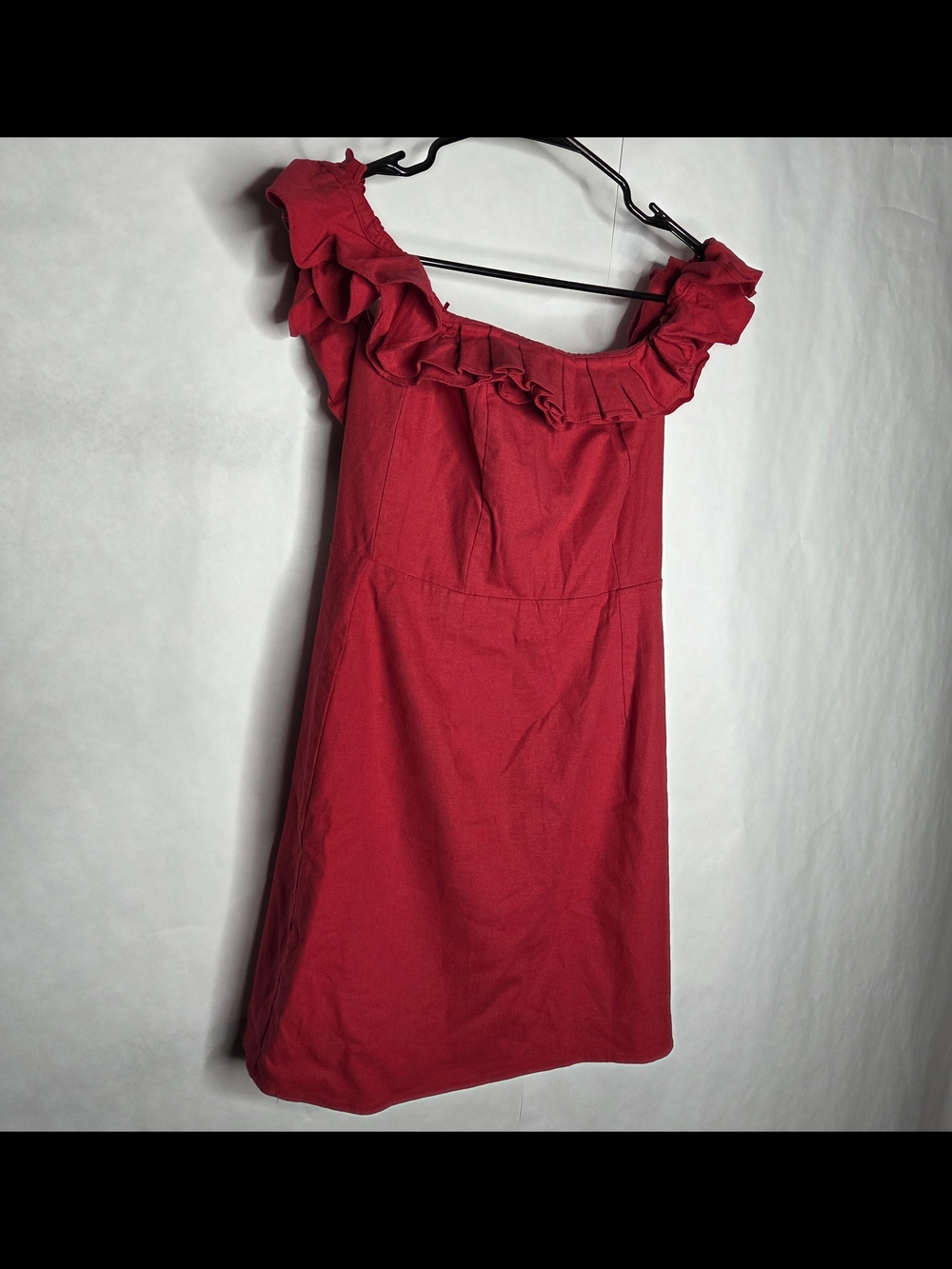 Wayf Crimson Off-Shoulder Ruffle Mini Dress - Picture 2 of 7